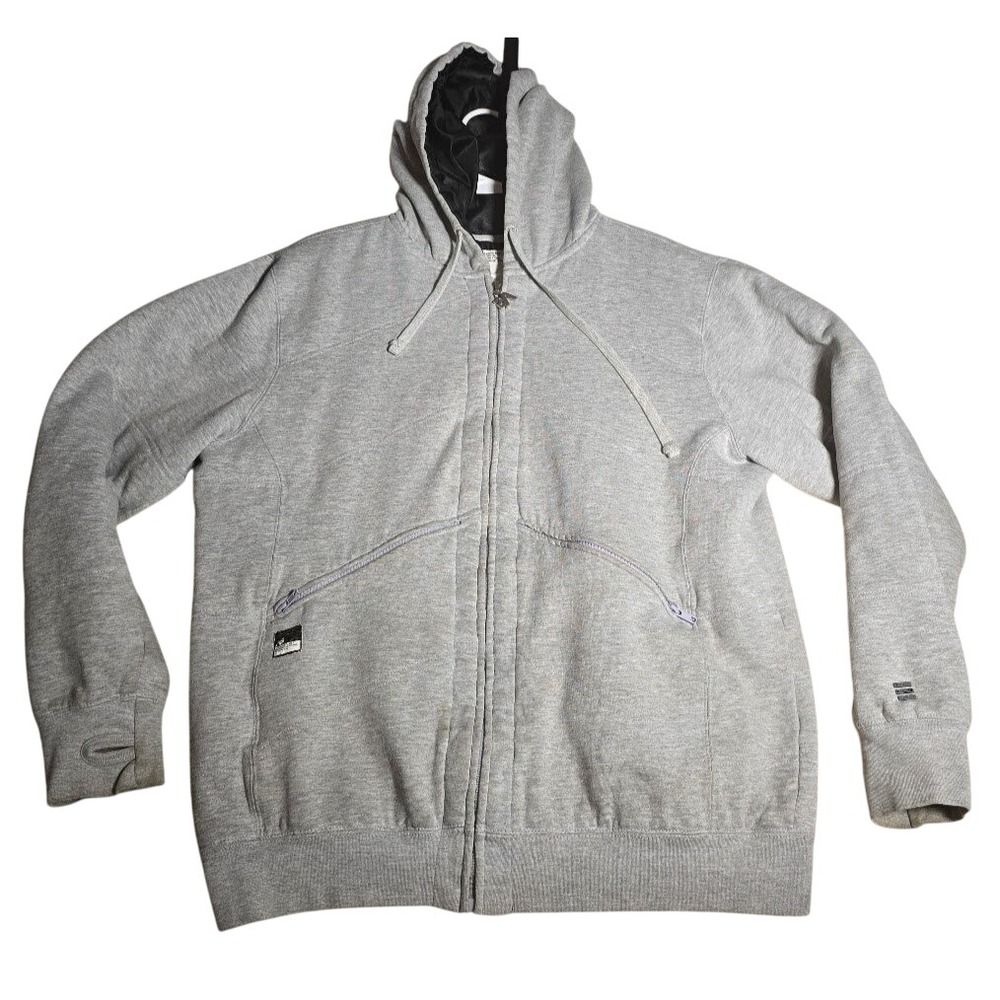 Vntg Analog Mens CIR Class 1 Full Zip Hoodie Gray Design Unlikely Futures Large